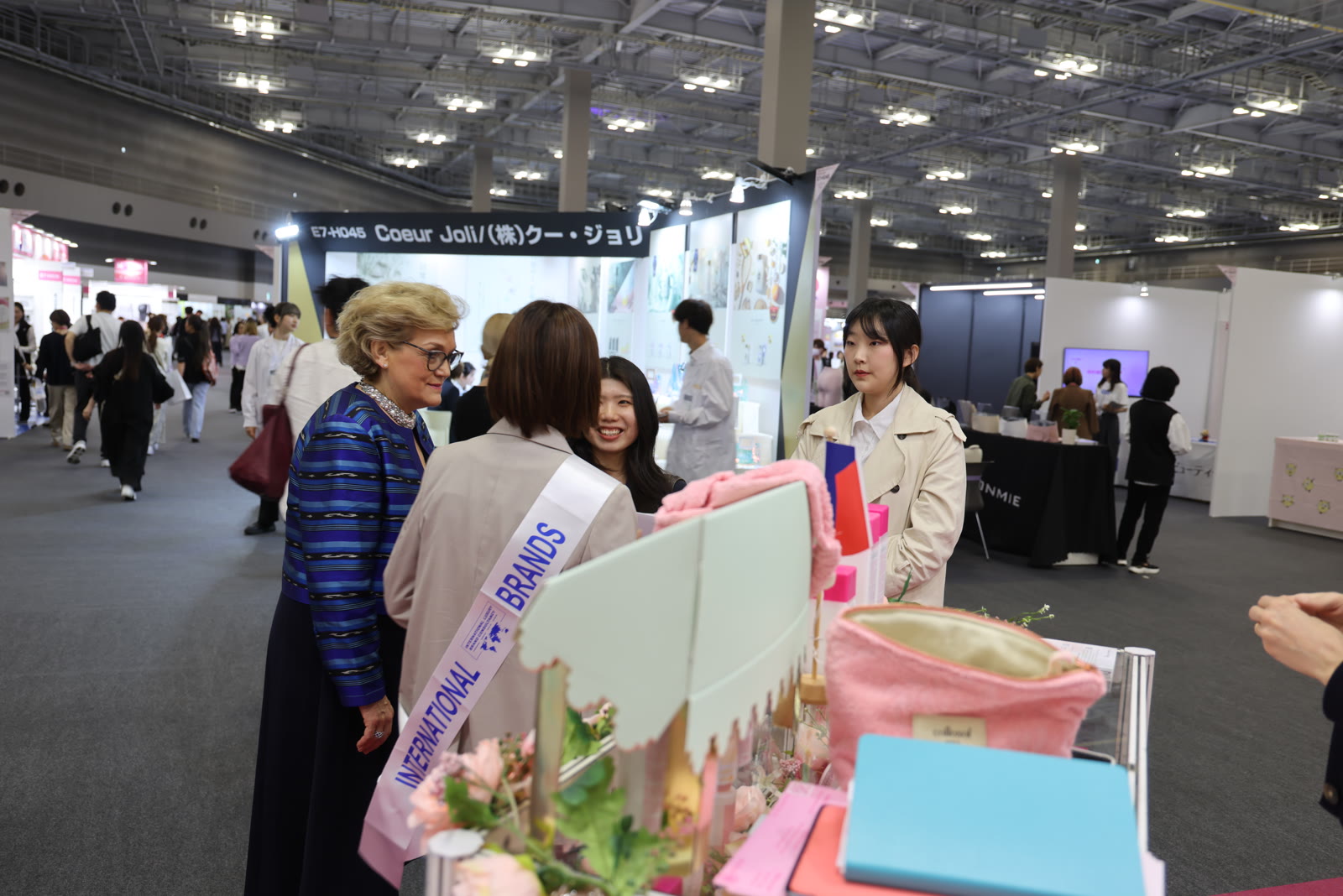 Guiding a hosted buyer at Beautyworld Japan