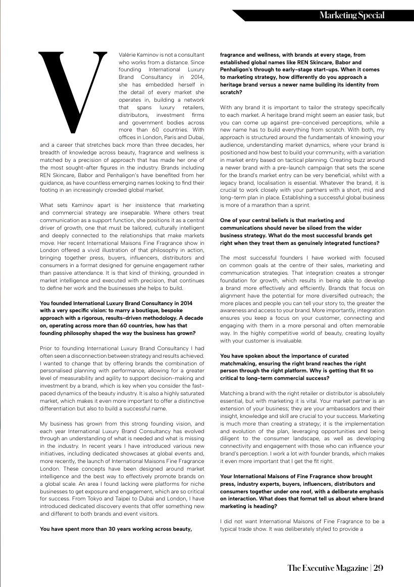 The Executive Magazine, Exclusive interview: Valérie Kaminov: page 5 of 7