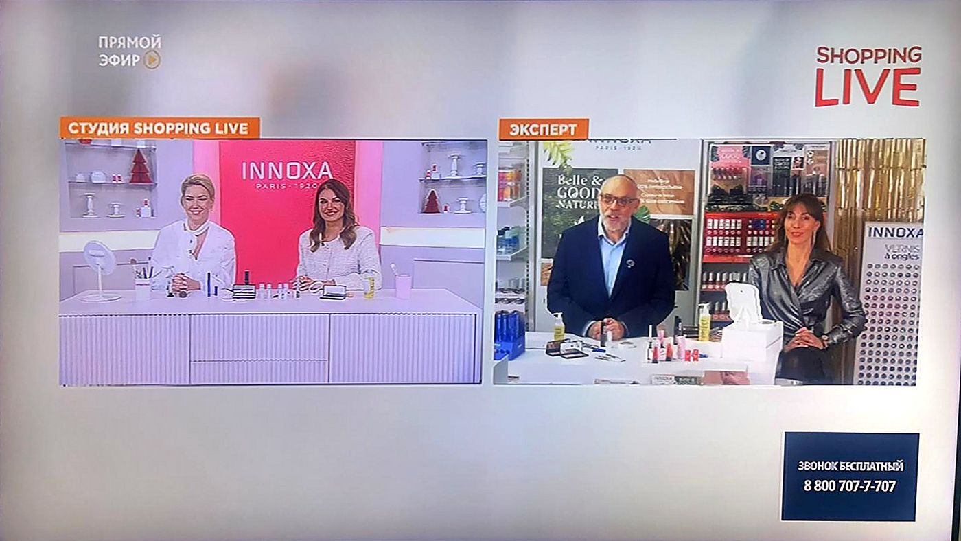 Innoxa on air, the studio and the in-store expert side by side